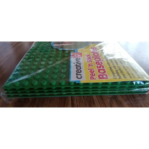 Creative 4 Pk Green Peel & Stick Baseplates 10"x10" Compatible Brick Plates NEW - Picture 15 of 15